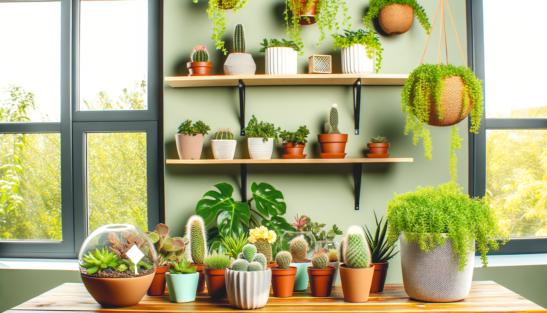"Plantes verdoyantes maximisant l'utilisation d'un petit espace pour créer un luxuriant jardin d'intérieur"