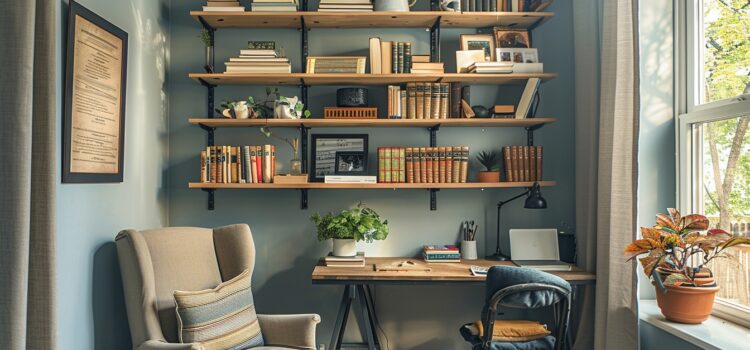 Aménagement d'un coin bureau fonctionnel et élégant dans un petit appartement, maximisant l'espace disponible